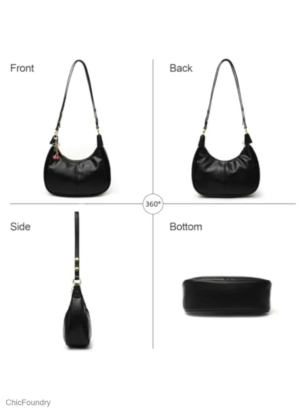 Crescent Shoulder Bag Women Vegan Leather Crossbody Hobo Underarm Purse